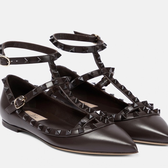 Valentino Garavani Noir Rockstud Accents Ballet Flats - Picture 3 of 3